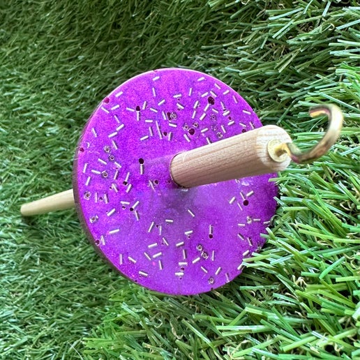 6cm Deep Purple with Silver Bead Drop Spindle