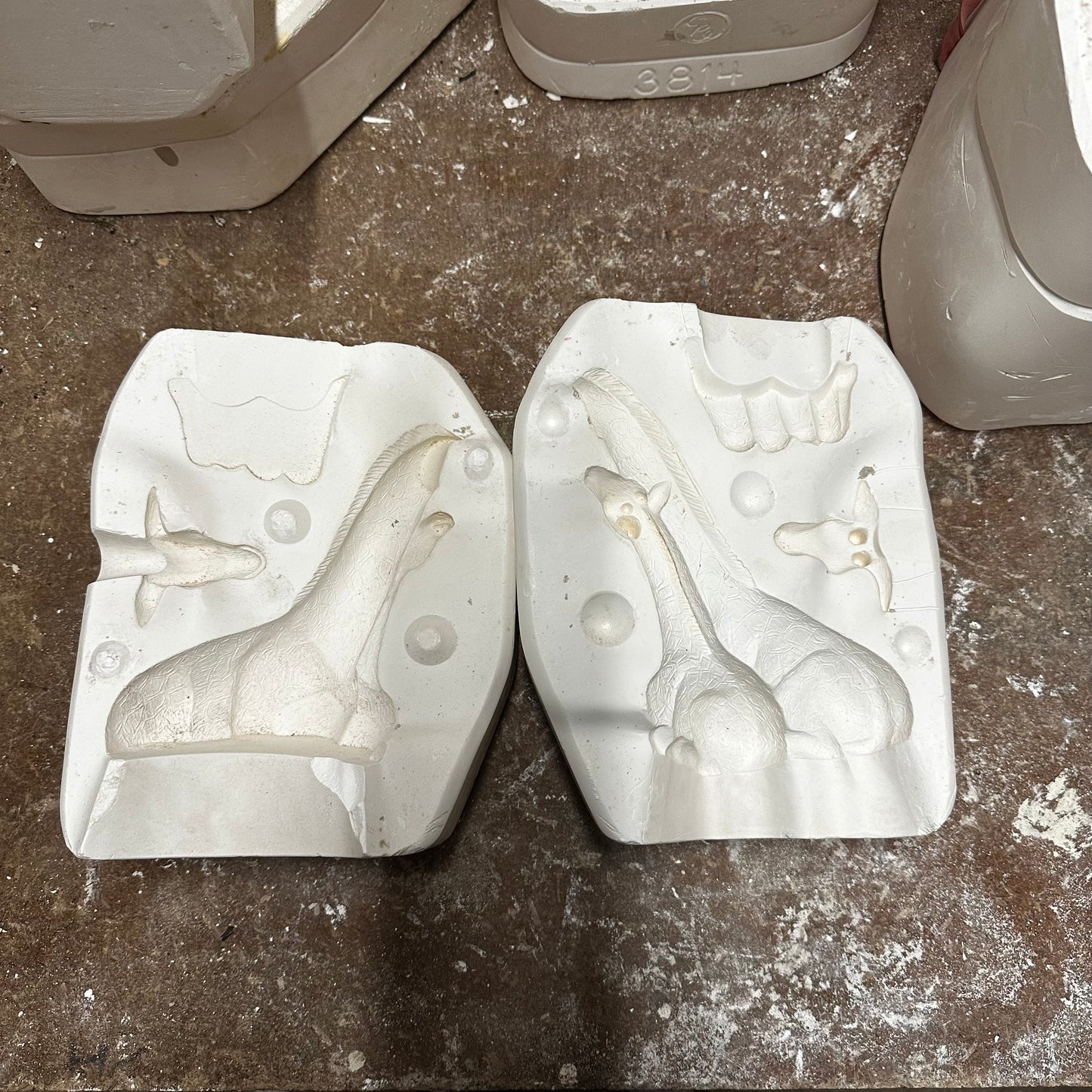 Mother & Baby Giraffe Slip Cast Pottery Moulds