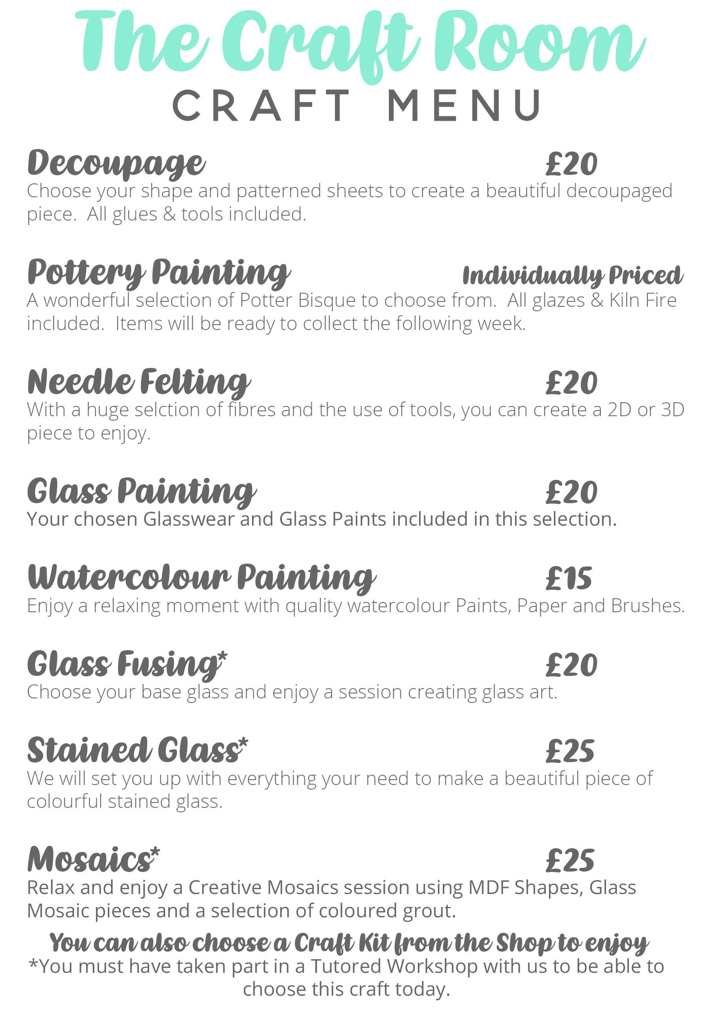 Craft Table Booking