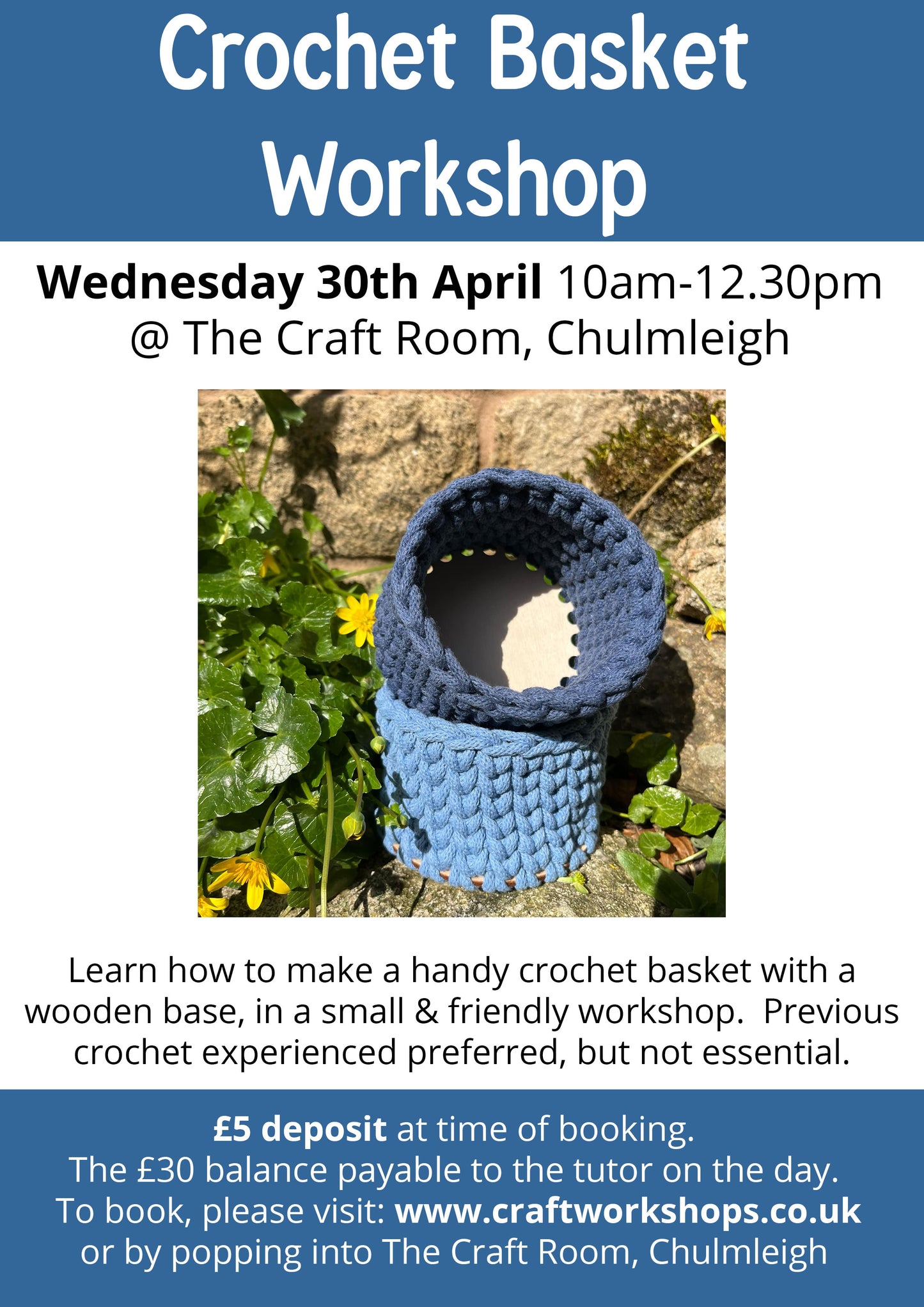 Crochet Basket Workshop l Wednesday 30th April 10am-12.30pm