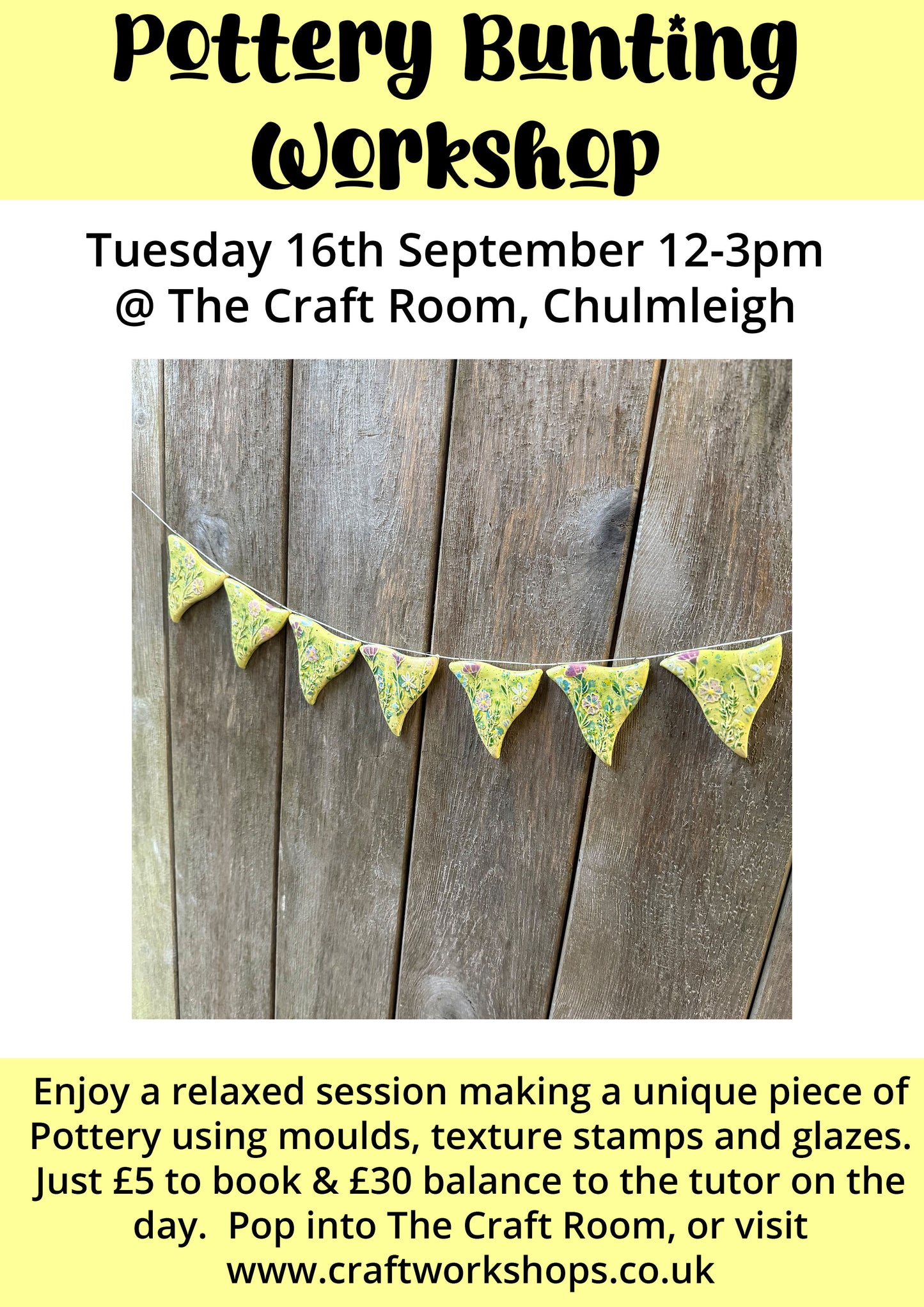 Pottery Bunting Workshop l Tuesday 16th September 12-3pm