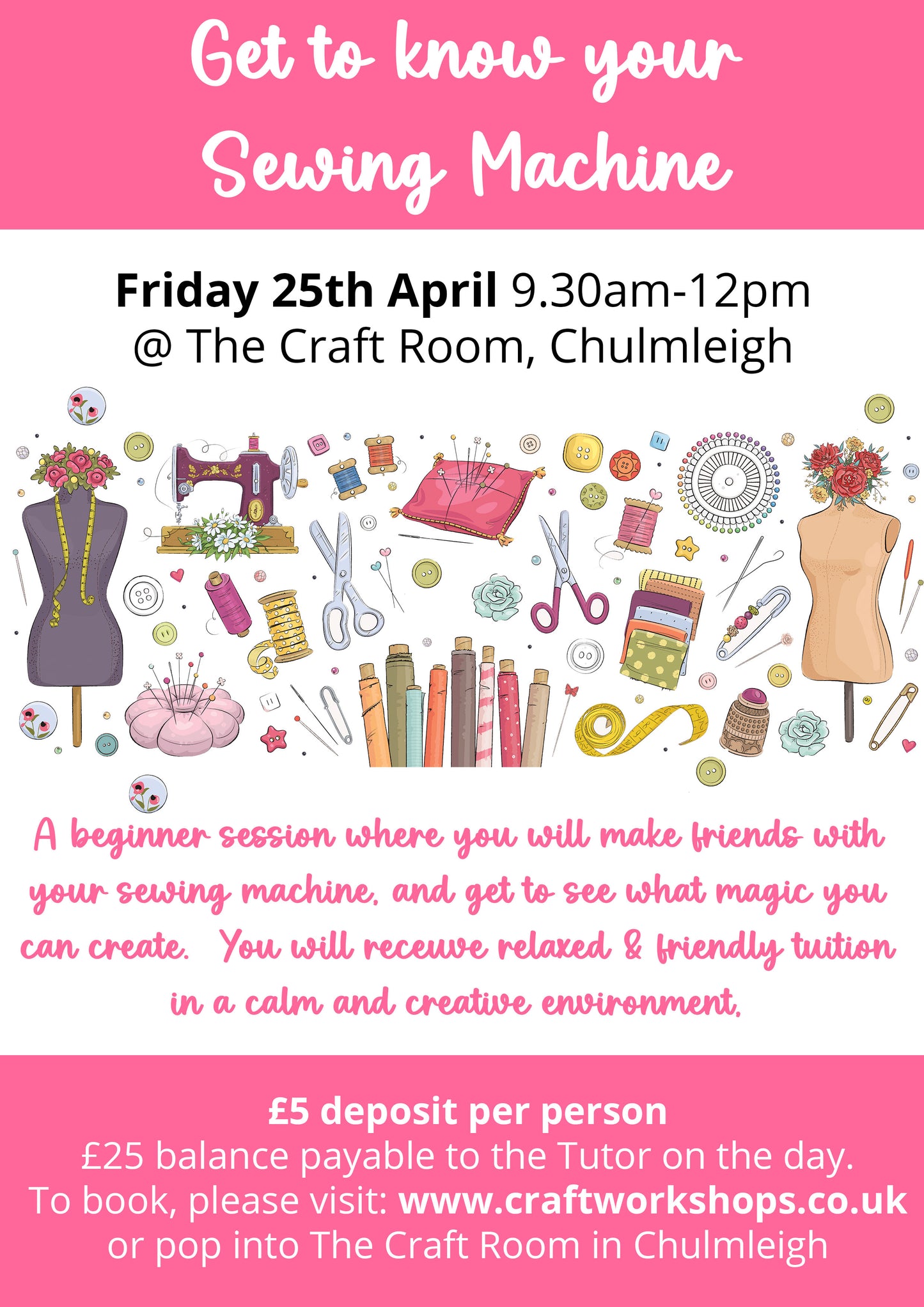 Get to know your Sewing Machine l Friday 25th April 9.30am-12pm