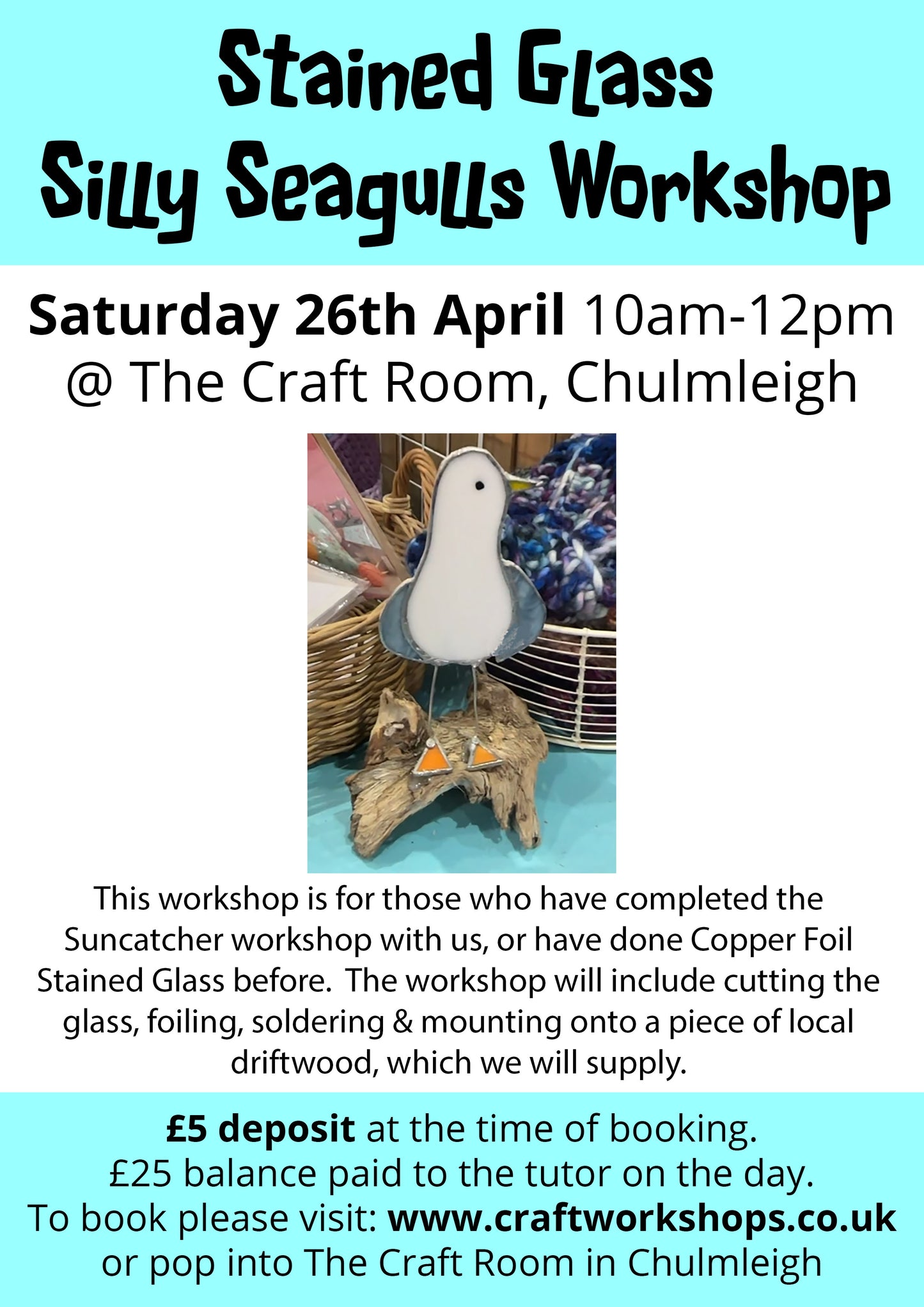 Silly Seagull Stained Glass Workshop l Saturday 26th April 10am-12pm