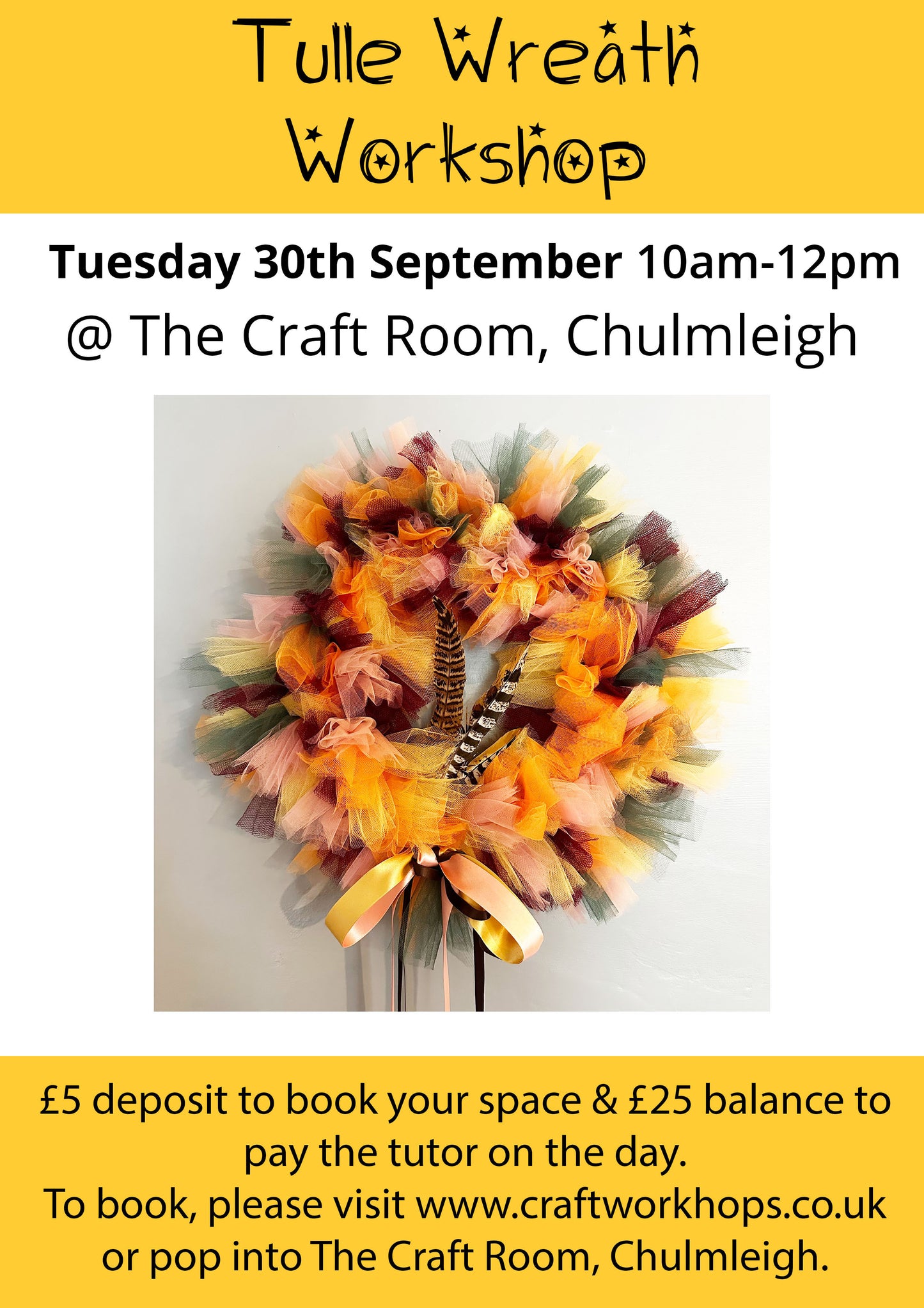 Tulle Wreath Making Workshop l Tuesday 30th September 10am-12pm