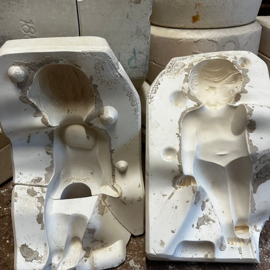 Sitting Cherub Slip Cast Pottery Mould