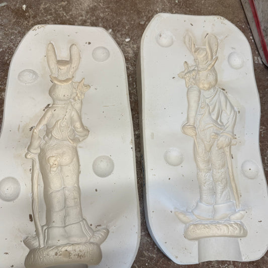 Rabbit Figurine Slip Cast Pottery Mould