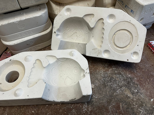 Fish Lamp Slip Cast Pottery Mould