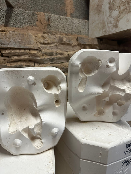 Sitting Thinking Monkey Slip Cast Pottery Mould