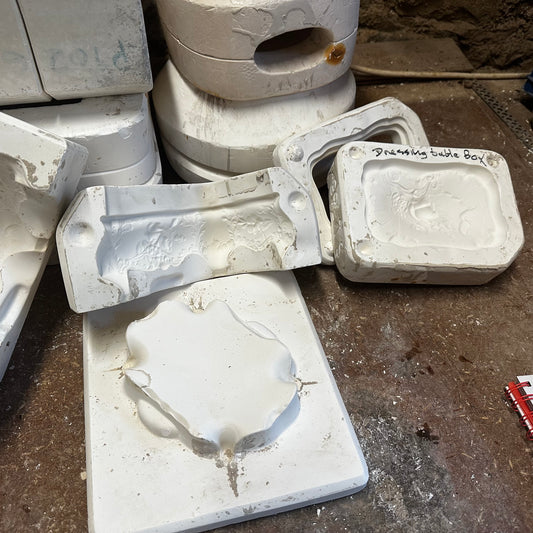 Pretty Dressing Table Box Slip Cast Pottery Mould