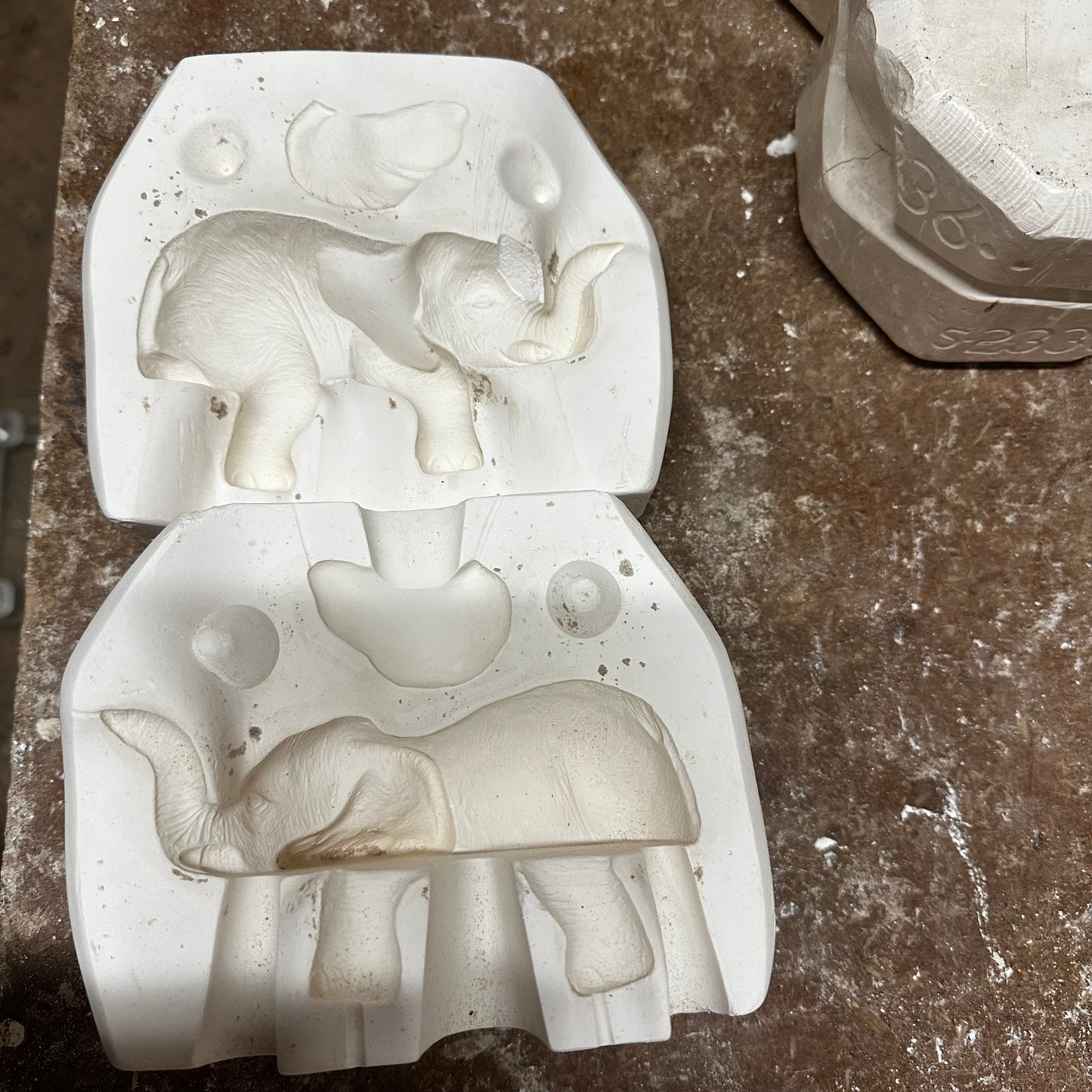 Sleeping Shelf Elephant Slip Cast Pottery Mould