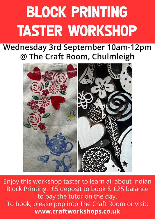 Block Printing Taster Workshop l Wednesday 3rd September 10am-12pm