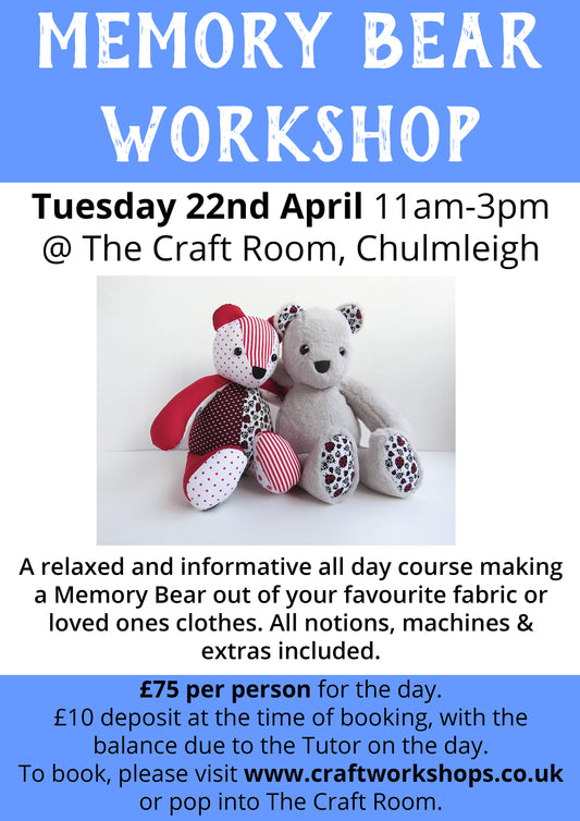 Memory Bear Workshop l Tuesday 22nd April 11am-3pm