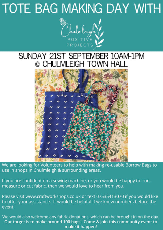 Tote Bag Making Day l Sunday 21st September 10am-1pm
