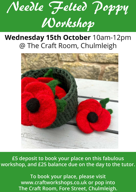 Needle Felted Poppy Workshop l Wednesday 15th October 10am-12pm