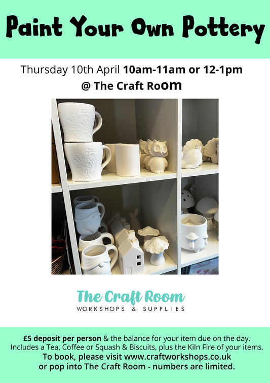 Paint Your Own Pottery l  Thursday 10th April l 10-11am or 12-1pm